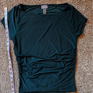 Tilly's Dark Green Short Sleeve Ruched Crop Top